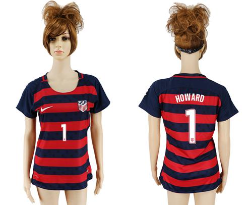 Women's USA #1 Howard Away Soccer Country Jersey - Click Image to Close